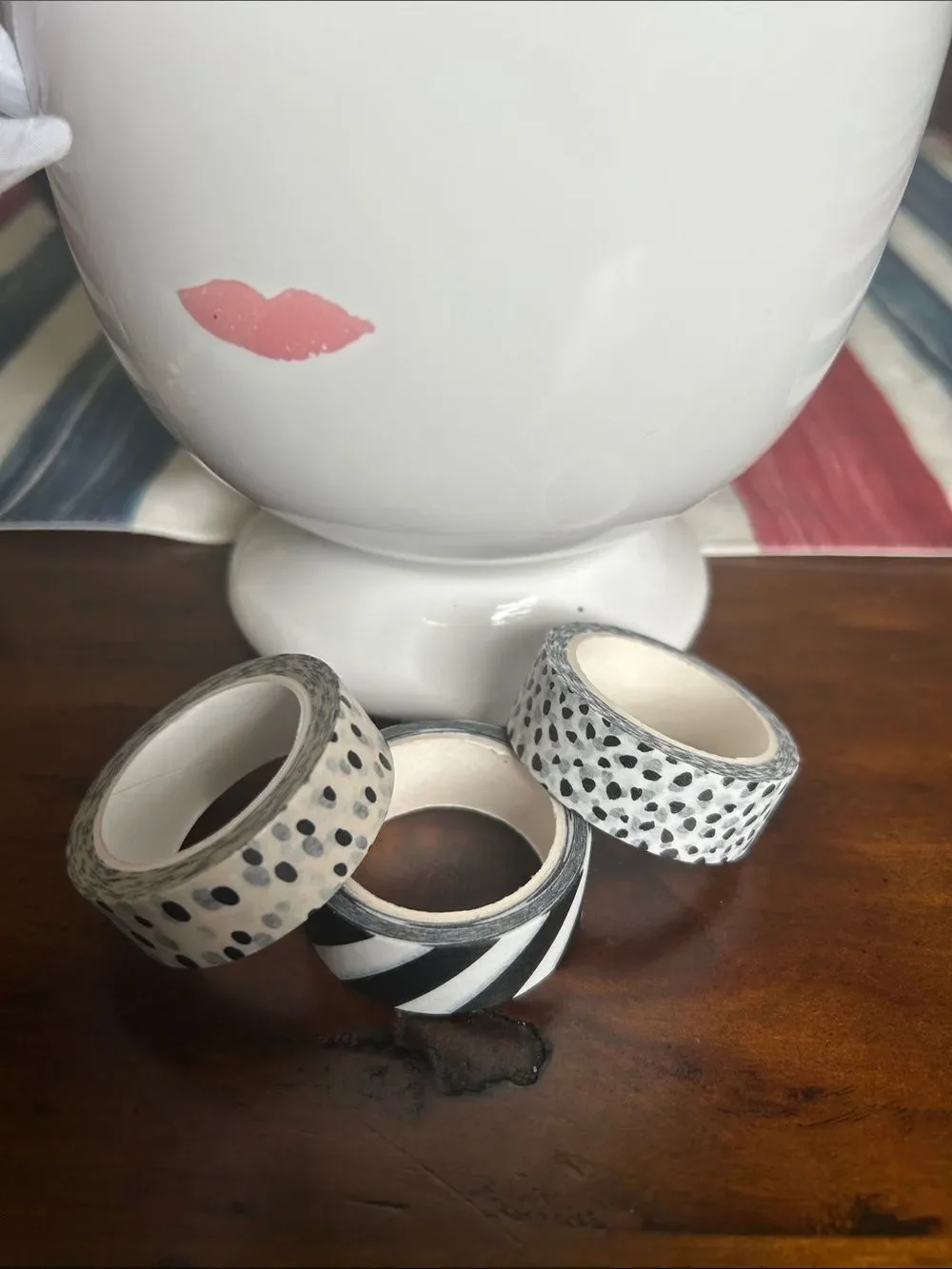 Neutral Black & White Decorative Washi Tape Trio set of 3 like new
